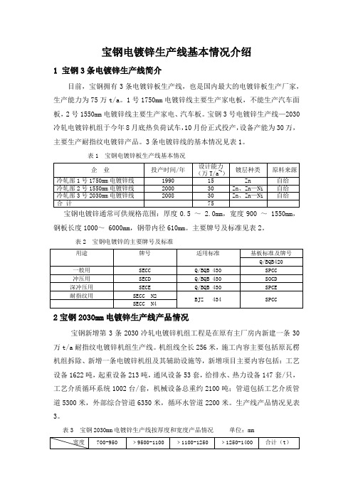 宝钢电镀锌生产线基本情况介绍