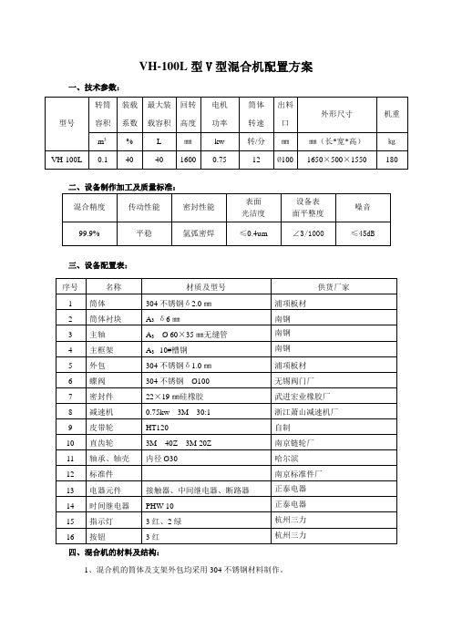 V型混合机配置方案