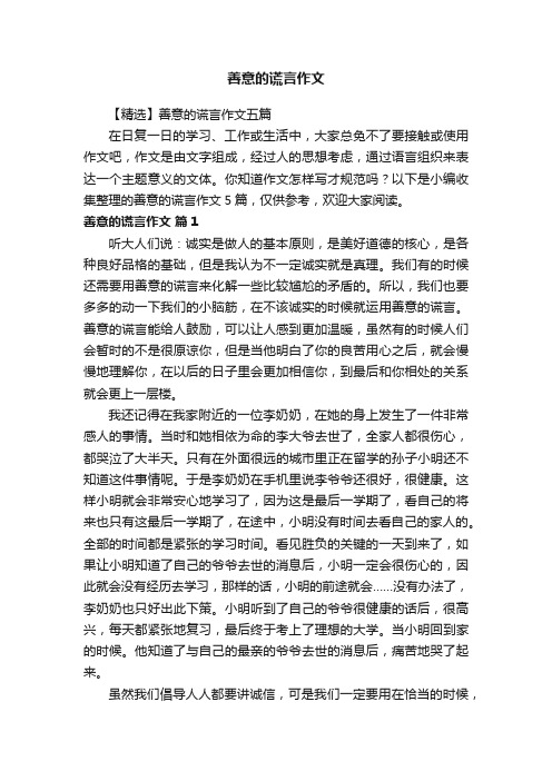 【精选】善意的谎言作文五篇