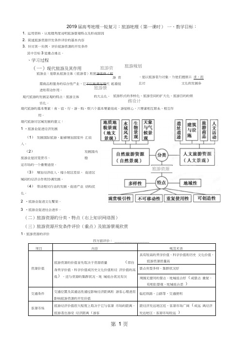 2018届高考地理一轮复习:旅游地理