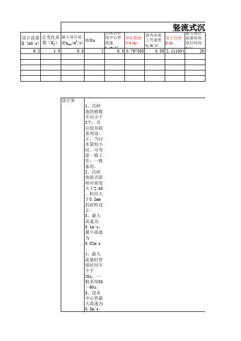 污水处理厂竖流式沉砂池设计计算