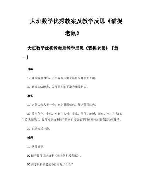 大班数学优秀教案及教学反思《猫捉老鼠》