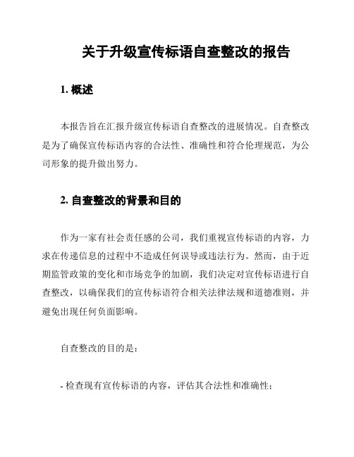 关于升级宣传标语自查整改的报告