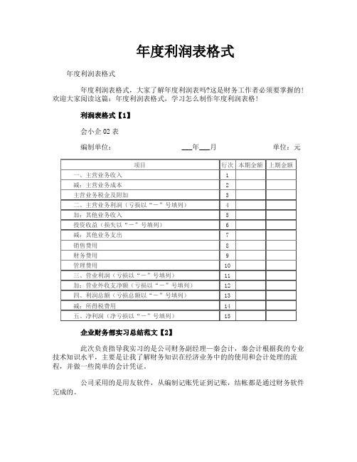 年度利润表格式