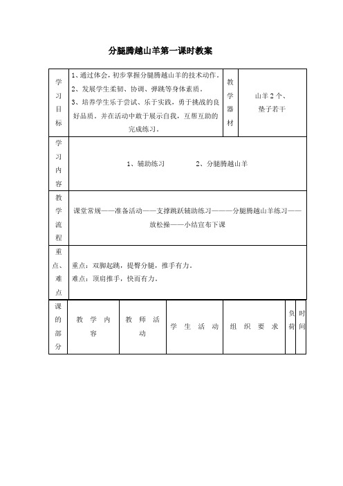 分腿腾越山羊第三课时教案