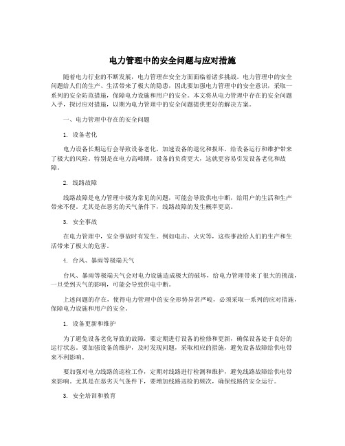 电力管理中的安全问题与应对措施