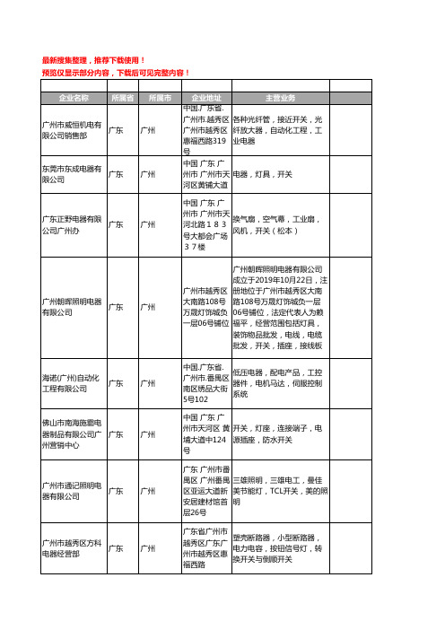 新版广东省广州开关电器工商企业公司商家名录名单联系方式大全400家