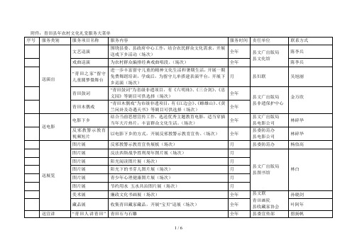 青田县年农村文化礼堂服务大菜单