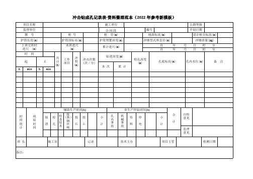 冲击钻成孔记录表-资料整理范本(2022年参考新模板)